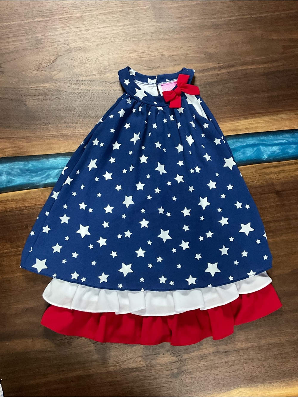 4th of July toddler girls 5Y dress red, white, and blue stars Cracker Barrel